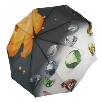 Женский зонт полуавтомат Calm Rain, модель "Brilliant" на 9 спиц, оранжевый, 125-5
