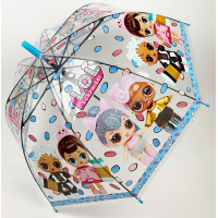 Детский зонт-трость, полуавтомат "LOL / ЛОЛ" от Rain Proof, с голубой ручкой, 0269-2