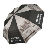 Женский складной зонт полуавтомат "New York" от Feeling Rain, черно-серый, FR0516-1