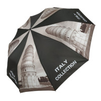 Жіноча складана парасолька напівавтомат "Italy" від Feeling Rain, чорно-сіра, FR0516-3