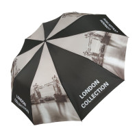 Жіноча складана парасолька напівавтомат "London" від Feeling Rain, чорно-сіра, FR0516-5