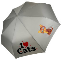 Дитяча складана парасоля для дівчаток і хлопчиків на 8 спиць "I♥Cats" з котиком від Toprain, сірий 02089-9