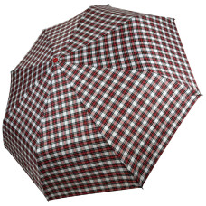 Зонт полуавтомат на 8 карбоновых спиц от Susino, в клетку с красной ручкой, Sys 02076-7